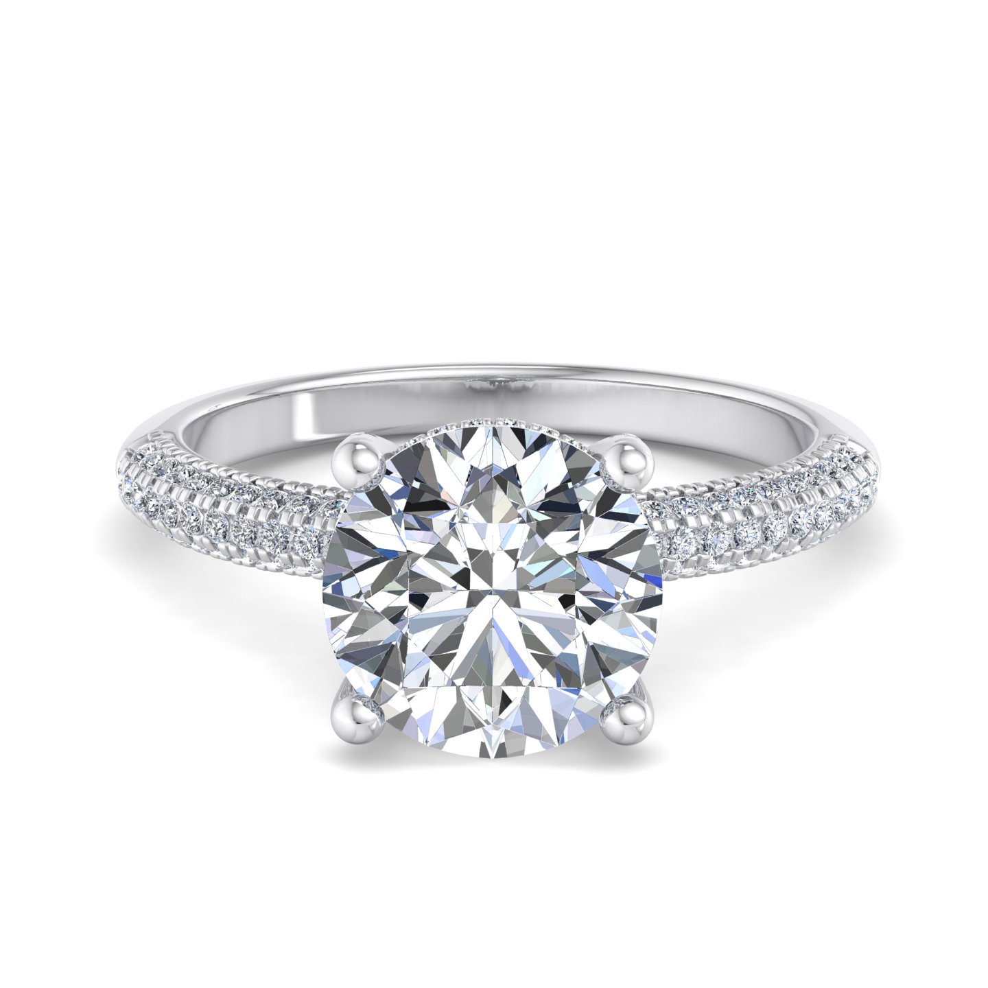 Korman Signature Kira Triple Pave Engagement Ring Setting with Hidden Halo